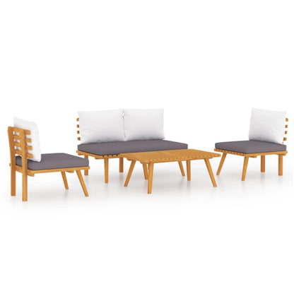 4-tlg. Garten-Lounge-Set mit Auflagen Massivholz Akazie - Pazzar.ch