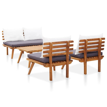 4-tlg. Garten-Lounge-Set mit Auflagen Massivholz Akazie - Pazzar.ch