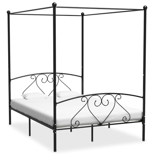 Himmelbett-Gestell Schwarz Metall 140 x 200 cm - Pazzar.ch