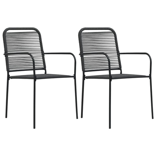 Gartenstühle 2 Stk. Baumwollseil und Stahl Schwarz - Pazzar.ch