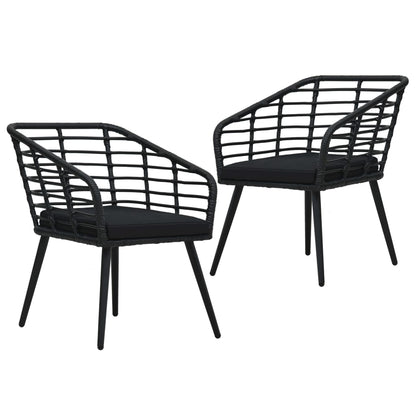 Gartenstühle 2 Stk. mit Auflagen Poly Rattan Schwarz - Pazzar.ch