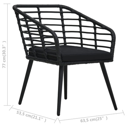 3-tlg. Bistro-Set Poly Rattan Schwarz - Pazzar.ch