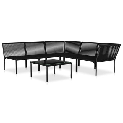 6-tlg. Garten-Lounge-Set mit Auflagen Schwarz PVC - Pazzar.ch