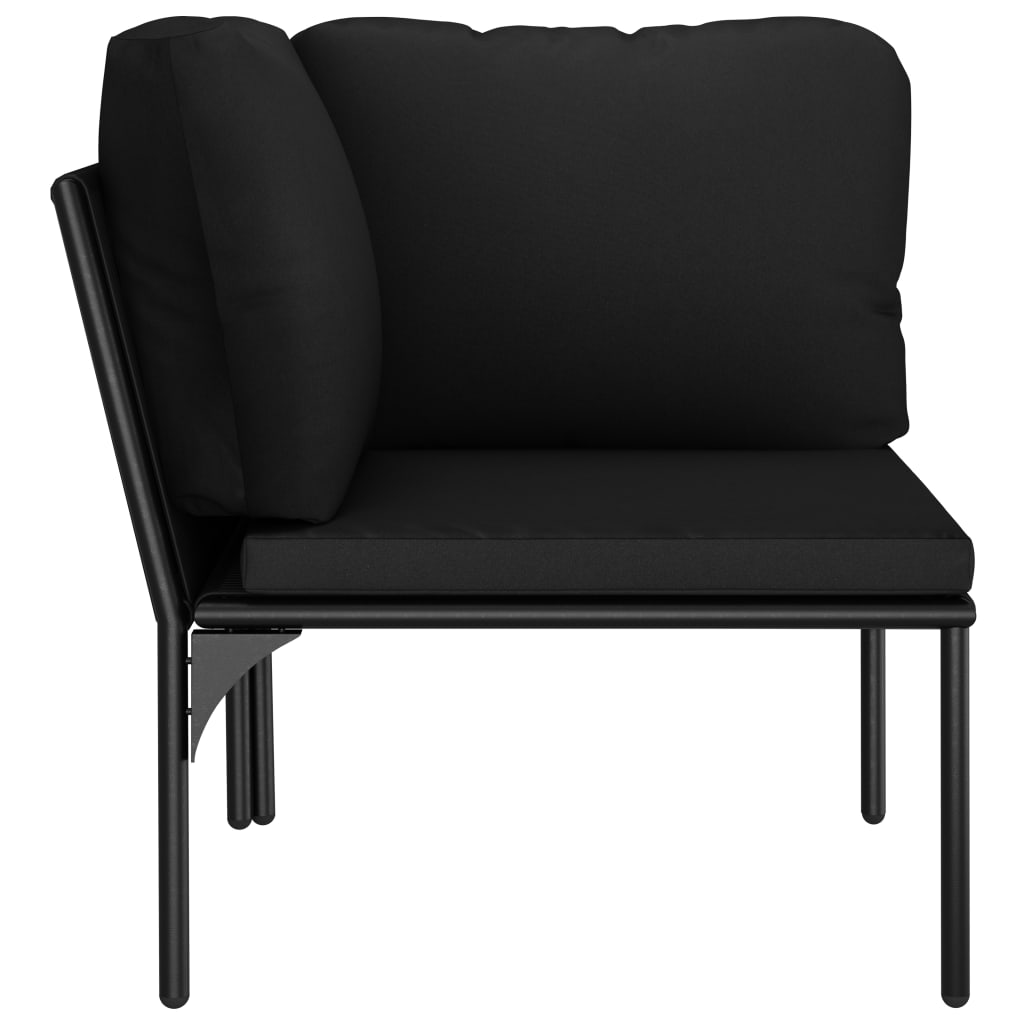 6-tlg. Garten-Lounge-Set mit Auflagen Schwarz PVC - Pazzar.ch
