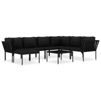 8-tlg. Garten-Lounge-Set mit Auflagen Schwarz PVC - Pazzar.ch