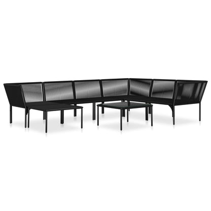8-tlg. Garten-Lounge-Set mit Auflagen Schwarz PVC - Pazzar.ch