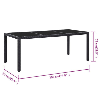 9-tlg. Garten-Essgruppe Poly Rattan Schwarz - Pazzar.ch