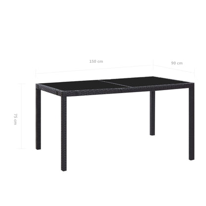 7-tlg. Garten-Essgruppe Poly Rattan Schwarz - Pazzar.ch
