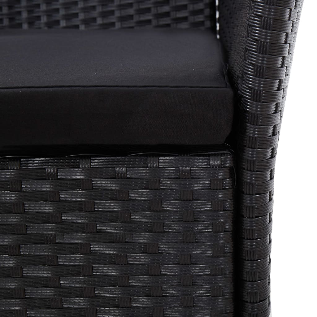 7-tlg. Garten-Essgruppe Poly Rattan Schwarz