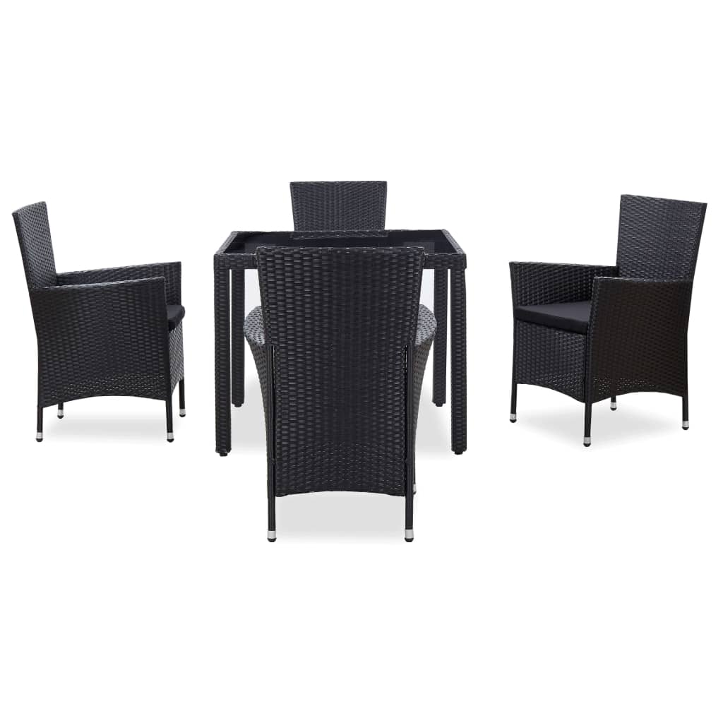 5-tlg. Garten-Essgruppe Poly Rattan Schwarz - Pazzar.ch
