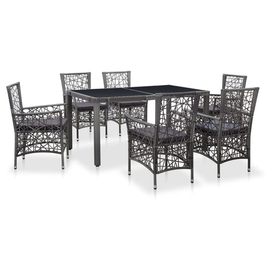 7-tlg. Garten-Essgruppe Poly Rattan Grau - Pazzar.ch