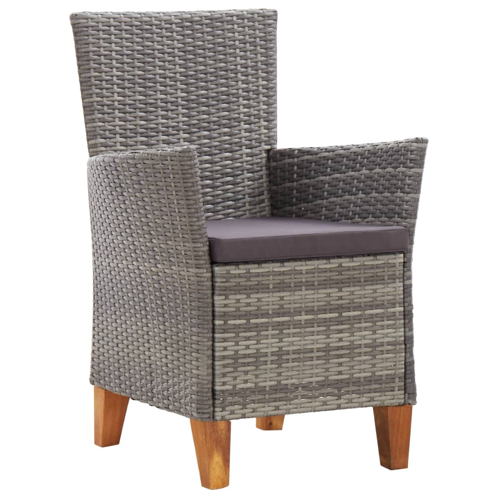 5-tlg. Essgruppe Poly Rattan und Massivholz Akazie Grau - Pazzar.ch