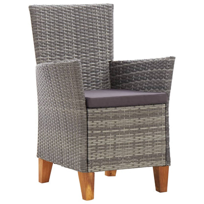 5-tlg. Essgruppe Poly Rattan und Massivholz Akazie Grau - Pazzar.ch