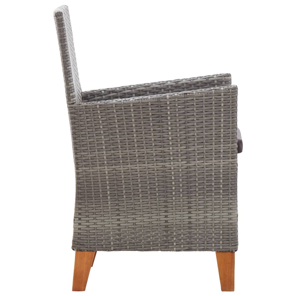 5-tlg. Essgruppe Poly Rattan und Massivholz Akazie Grau - Pazzar.ch