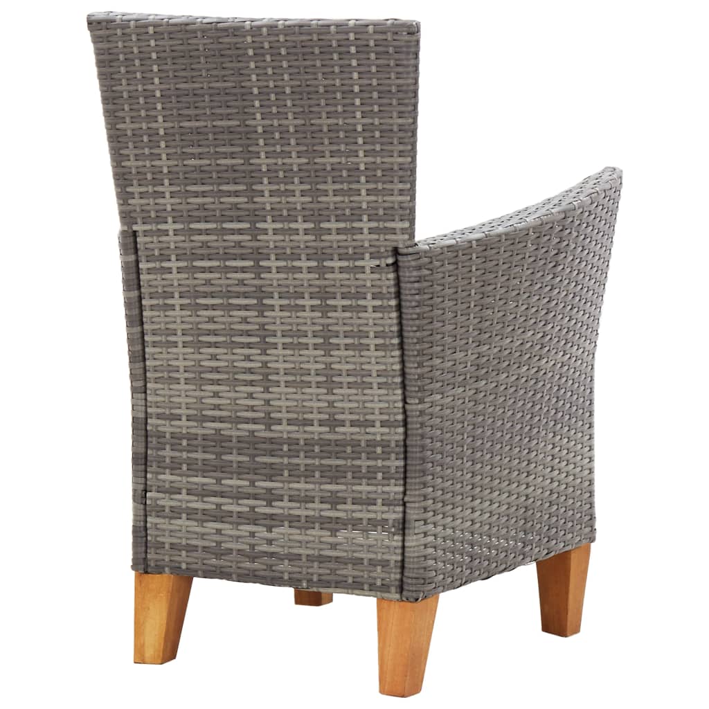 5-tlg. Essgruppe Poly Rattan und Massivholz Akazie Grau
