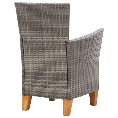 5-tlg. Essgruppe Poly Rattan und Massivholz Akazie Grau - Pazzar.ch