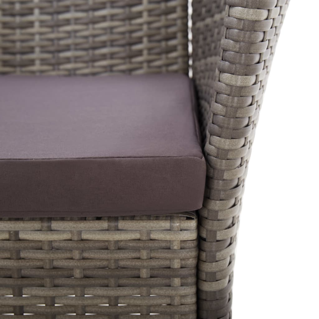 5-tlg. Essgruppe Poly Rattan und Massivholz Akazie Grau
