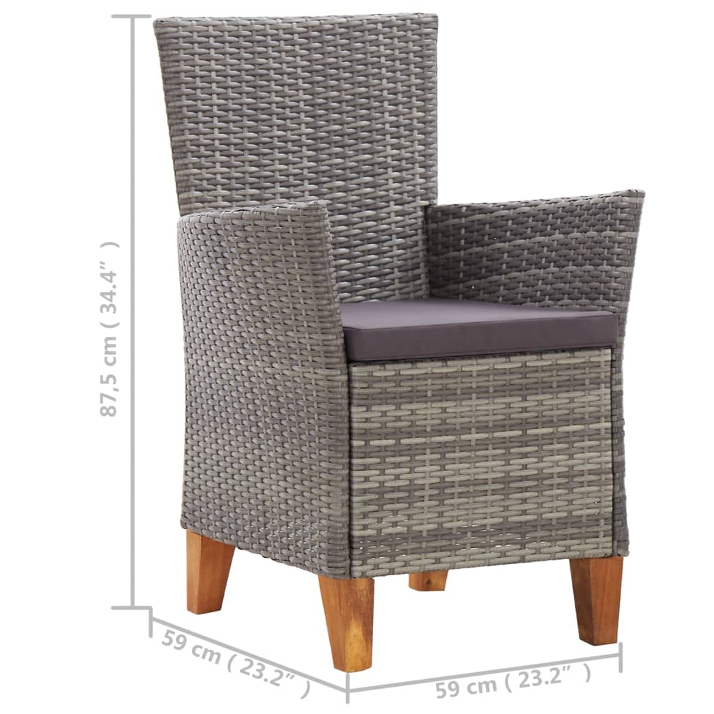 Gartenstühle 2 Stk. mit Auflagen Poly Rattan Grau - Pazzar.ch