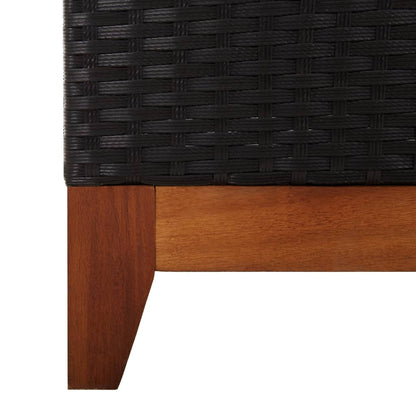 Sonnenliege Poly Rattan und Massivholz Akazie Schwarz - Pazzar.ch