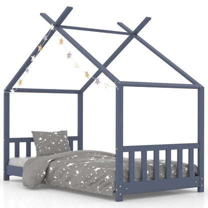 Kinder-Bettgestell Grau Massivholz Kiefer 80 x 160 cm - Pazzar.ch