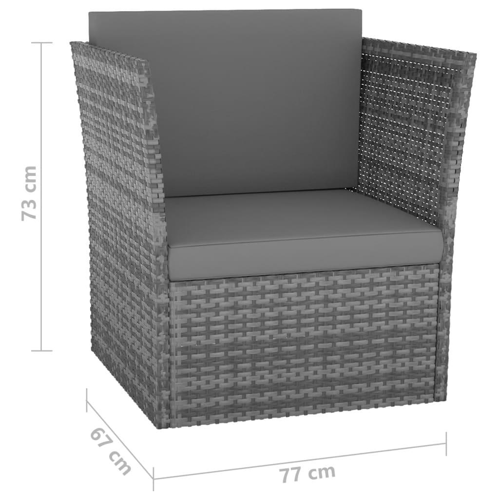 Gartensessel mit Hocker Poly Rattan Anthrazit - Pazzar.ch