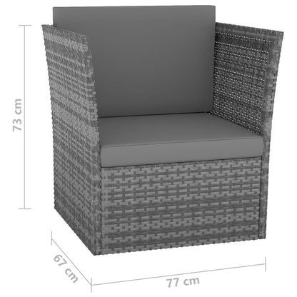 Gartensessel mit Hocker Poly Rattan Anthrazit - Pazzar.ch