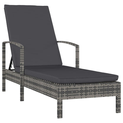 Sonnenliege mit Armlehnen Poly Rattan Grau - Pazzar.ch