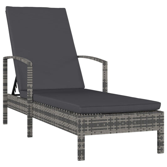 Sonnenliege mit Armlehnen Poly Rattan Grau - Pazzar.ch
