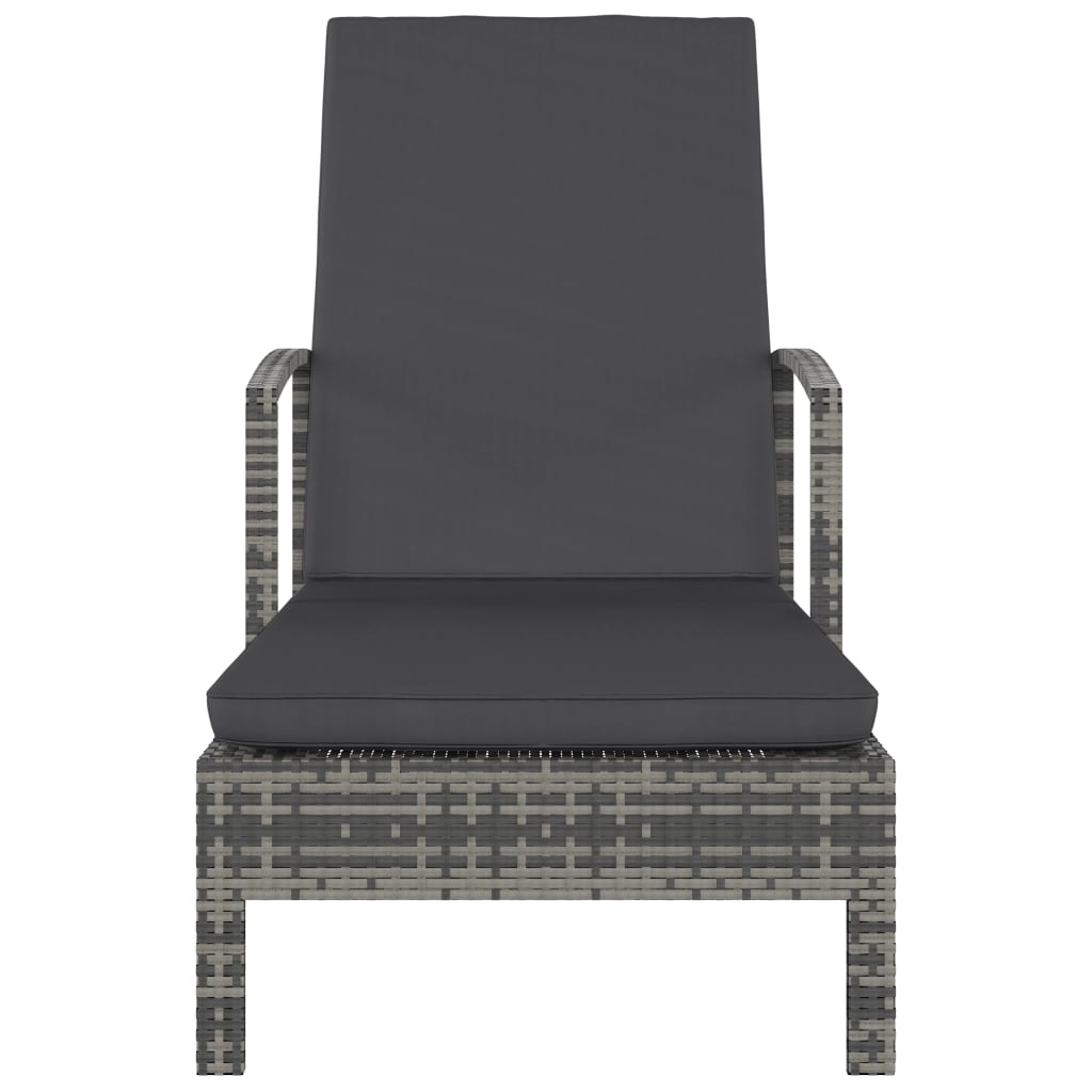 Sonnenliege mit Armlehnen Poly Rattan Grau - Pazzar.ch