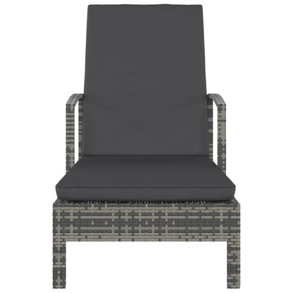 Sonnenliege mit Armlehnen Poly Rattan Grau - Pazzar.ch