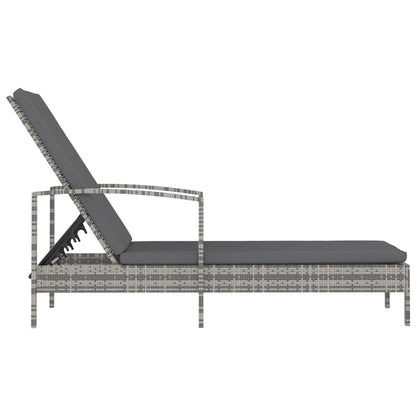 Sonnenliege mit Armlehnen Poly Rattan Grau - Pazzar.ch