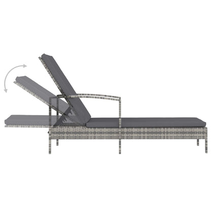 Sonnenliege mit Armlehnen Poly Rattan Grau - Pazzar.ch