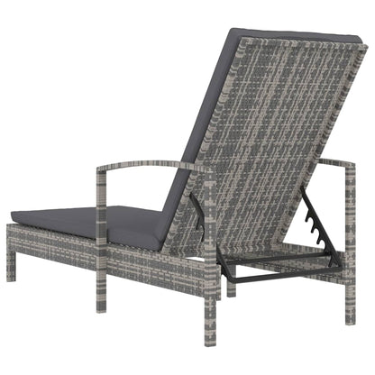 Sonnenliege mit Armlehnen Poly Rattan Grau - Pazzar.ch