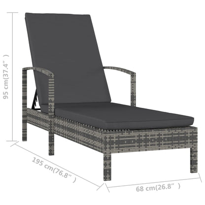 Sonnenliege mit Armlehnen Poly Rattan Grau - Pazzar.ch