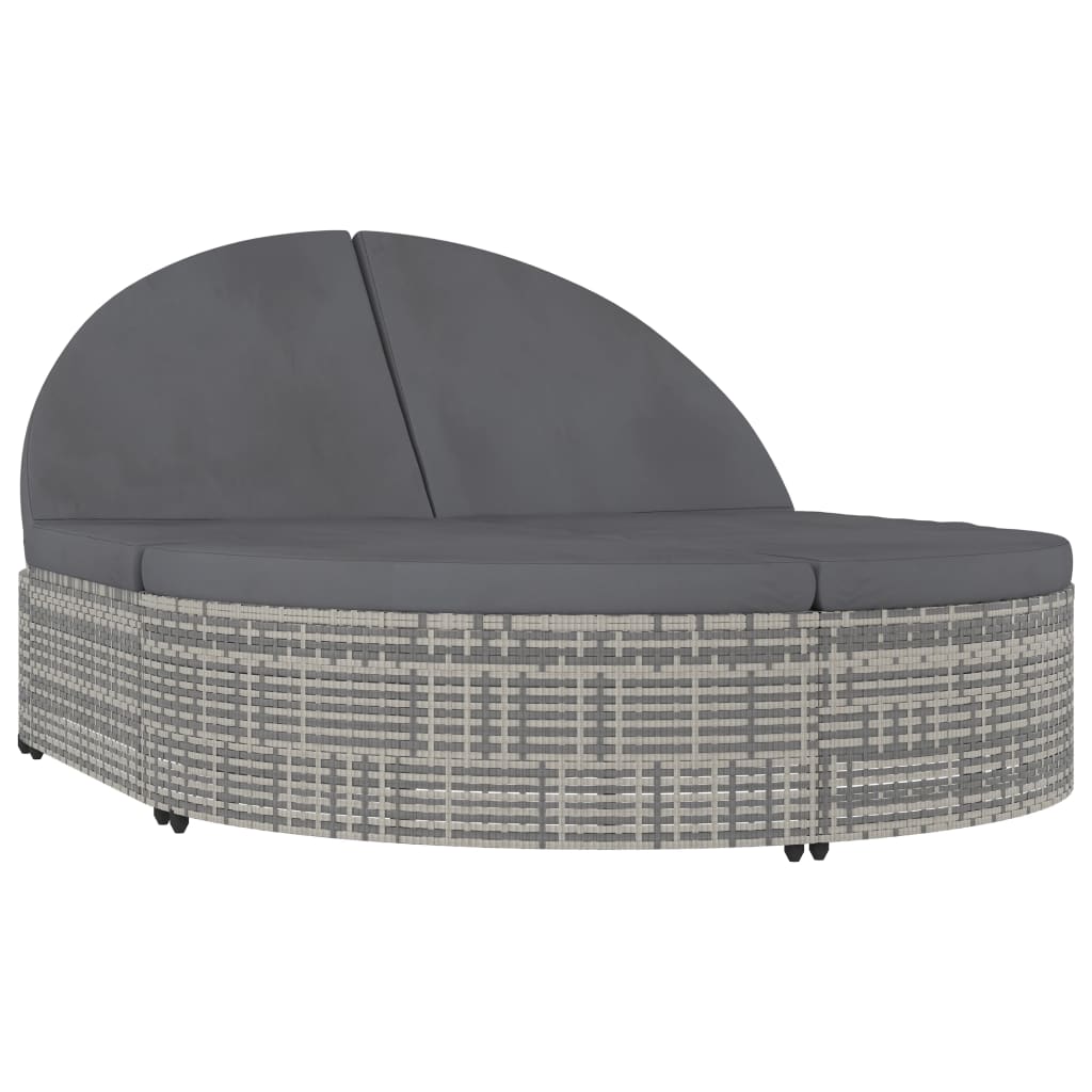 Doppel-Sonnenliege mit Kissen Poly Rattan Grau - Pazzar.ch
