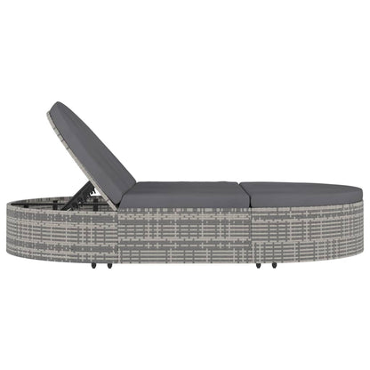 Doppel-Sonnenliege mit Kissen Poly Rattan Grau - Pazzar.ch