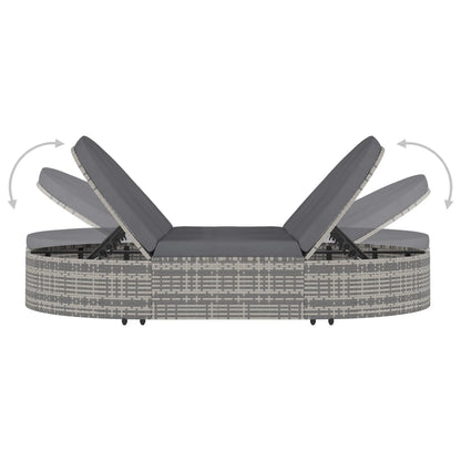 Doppel-Sonnenliege mit Kissen Poly Rattan Grau - Pazzar.ch