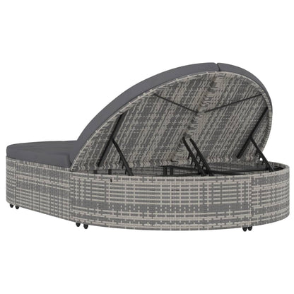 Doppel-Sonnenliege mit Kissen Poly Rattan Grau - Pazzar.ch