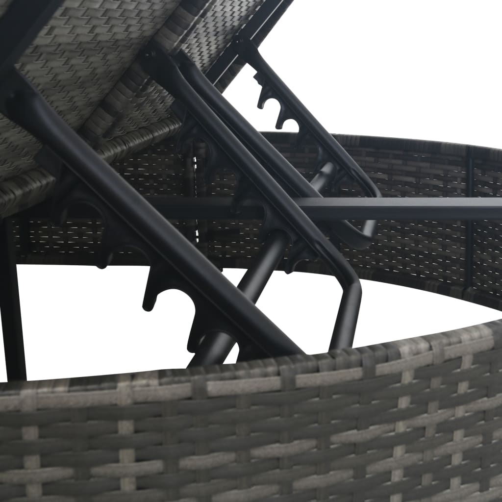 Doppel-Sonnenliege mit Kissen Poly Rattan Grau - Pazzar.ch