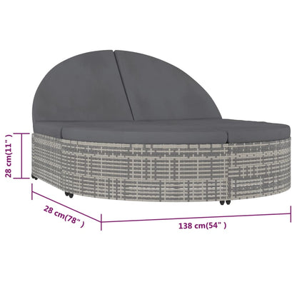 Doppel-Sonnenliege mit Kissen Poly Rattan Grau - Pazzar.ch