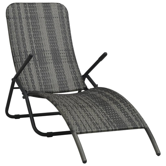 Klappbare Sonnenliege Poly Rattan Grau - Pazzar.ch