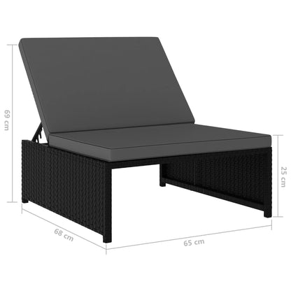 Sonnenliegen 2 Stk. mit Tisch Poly Rattan Schwarz - Pazzar.ch