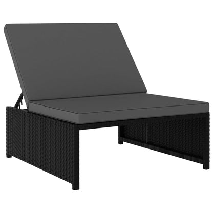 Sonnenliegen 2 Stk. mit Tisch Poly Rattan Schwarz - Pazzar.ch