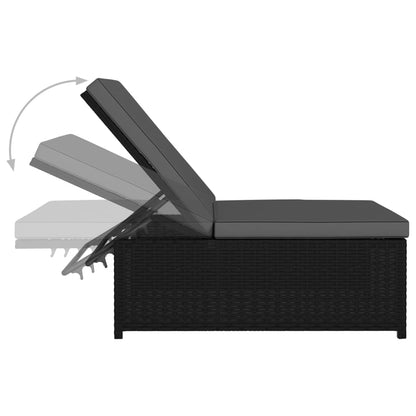 Sonnenliegen 2 Stk. mit Tisch Poly Rattan Schwarz - Pazzar.ch