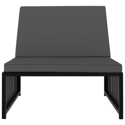 Sonnenliegen 2 Stk. mit Tisch Poly Rattan Schwarz - Pazzar.ch