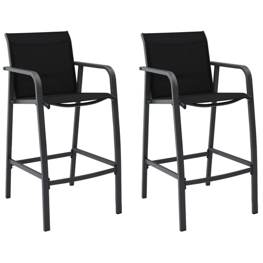 Garten-Barstühle 2 Stk. Schwarz Textilene - Pazzar.ch