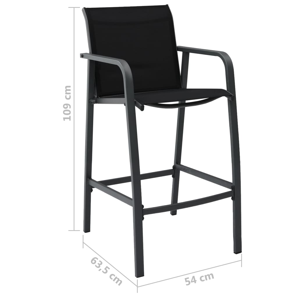 Garten-Barstühle 2 Stk. Schwarz Textilene - Pazzar.ch