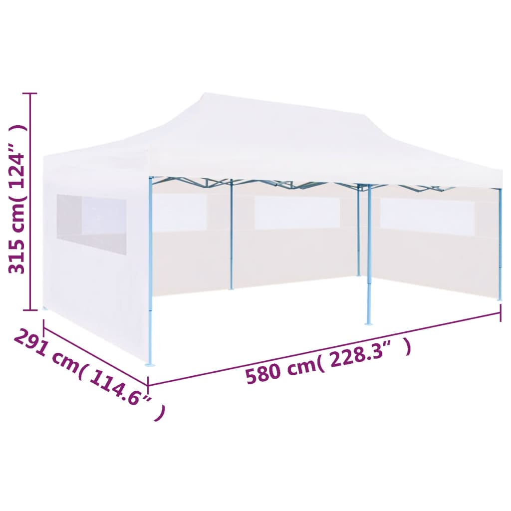 Pop-Up Partyzelt mit Seitenwänden Faltbar 3 x 6 m Stahl Weiß - Pazzar.ch