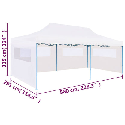 Pop-Up Partyzelt mit Seitenwänden Faltbar 3 x 6 m Stahl Weiß - Pazzar.ch
