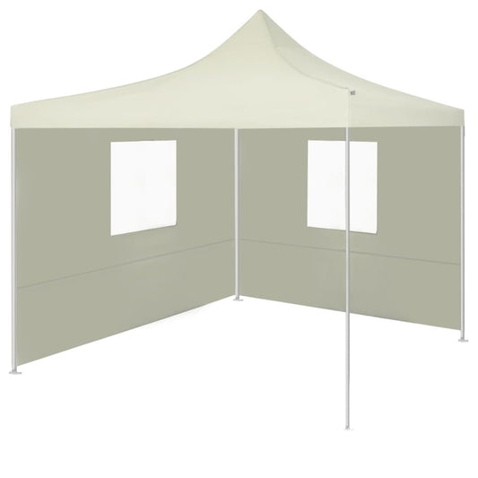 Profi-Partyzelt Faltbar mit 2 Seitenwänden 2×2m Stahl Creme - Pazzar.ch